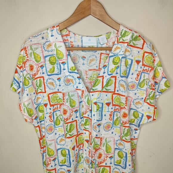 Cynthia Rowley Linen Knit Top Brunch Drinks Girls Outing - Picture 2 of 12